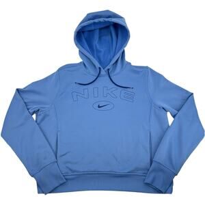 Womens Blue Nike Therma-Fit One Pullover Graphic Hoodie Sweatshirt~ L FB5222-450